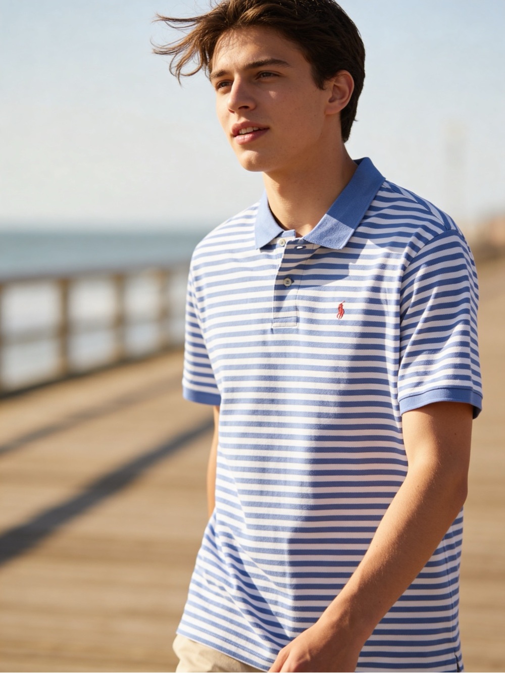 Polo by Ralph Lauren Light Blue & White Striped Polo Shirt